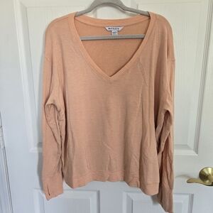 Athleta Sunrise V-Neck Sweatshirt Size 1X Pale Peach Athletic Casual Comfy